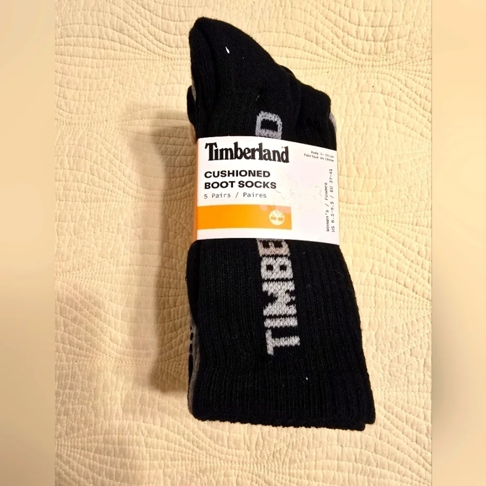 NWT Timberland Ladies Cushioned Boot Socks, Pack Of 5 Pairs